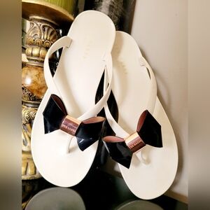 Ted Baker Ettiea White/Black Bow Jelly PVC Sandals UK 7 / US 10
